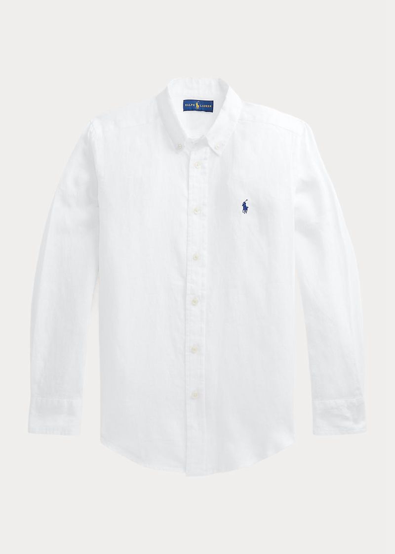 Camisas Ralph Lauren Niño 6-14 Años Linen Chile Blancas RVZIU-3790